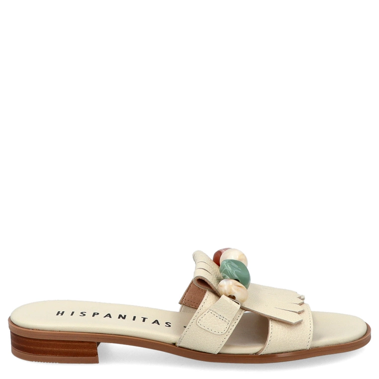 Eleganckie klapki z ozdobą - HISPANITAS HV253944 BEŻOWE
