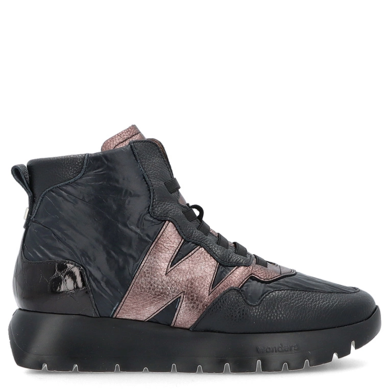 Hiszpańskie sneakersy za kostkę - WONDERS A-2493 CZARNE