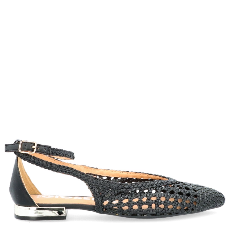 Ażurowe baleriny ze skóry  - GIOSEPPO 62109 CZARNE