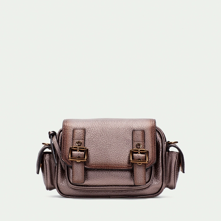 Torebka damska listonoszka - HISPANITAS BI254143 METALICZNY BRĄZ