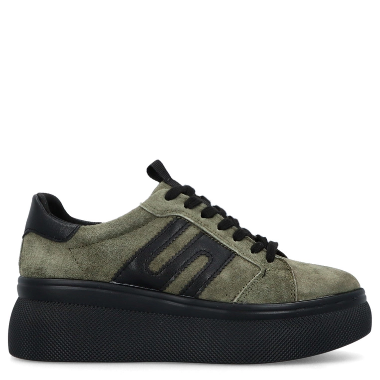 Skórzane sneakersy damskie - FILIPPO DP7175/25 KHAKI