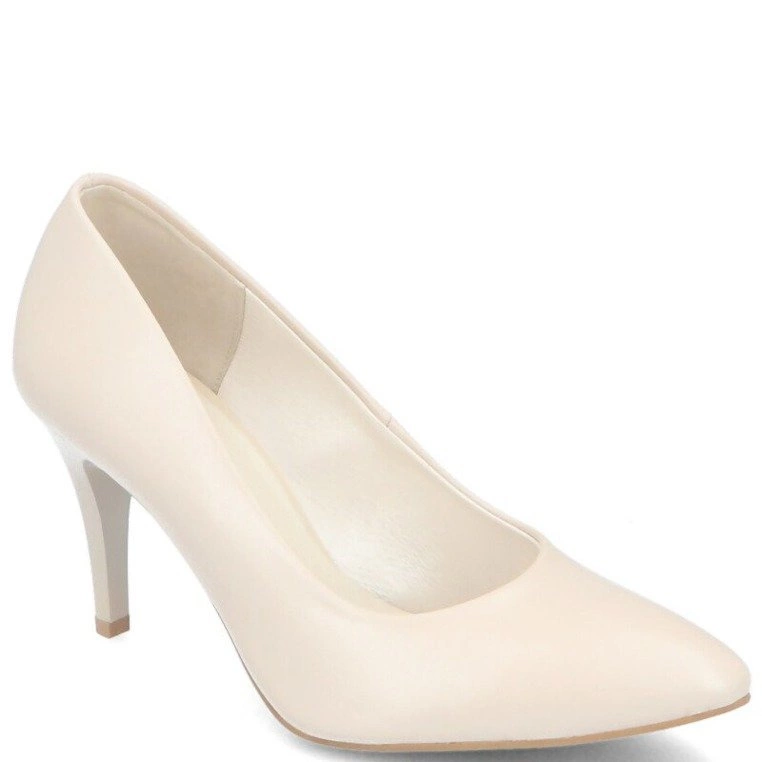 Szpilki ślubne, skóra - TYMOTEO BAISE PERŁOWO BEŻOWE