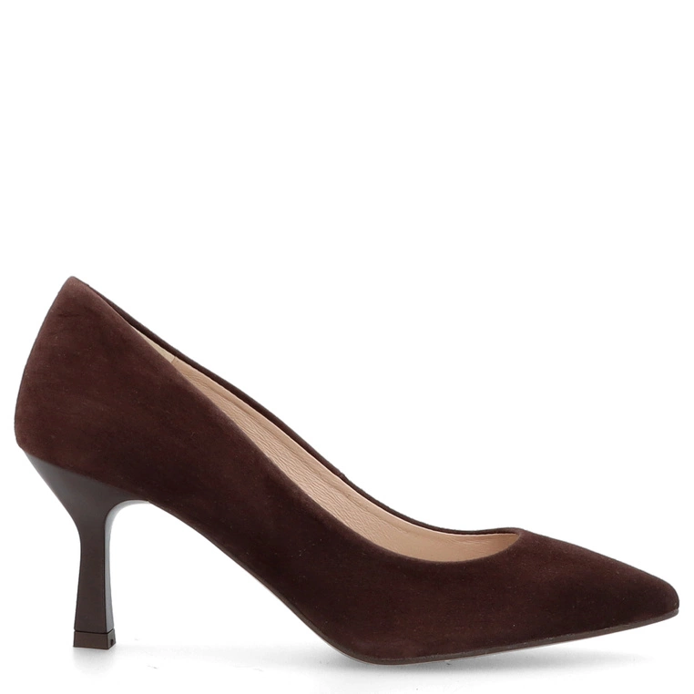 Szpilki ze skóry zamszowej - KOTYL 3789 CZEKOLADOWE