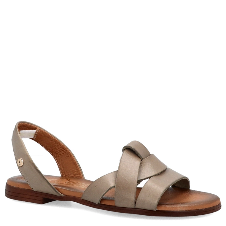 Płaskie sandały skórzane - LEMAR 40185 BEŻOWE