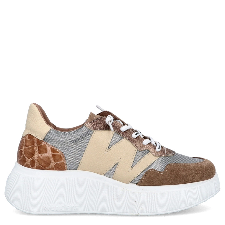 Lekkie sneakersy damskie - WONDERS A-3631 BEŻOWE