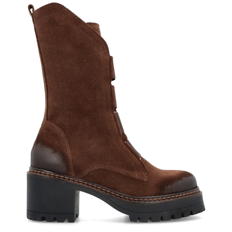 Wysokie workery ze skóry - TYMOTEO 2163/2 BRĄZOWE