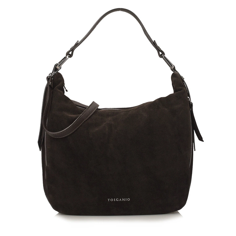 Torebka skórzana - TOSCANIO G107 CIEMNY BRĄZ