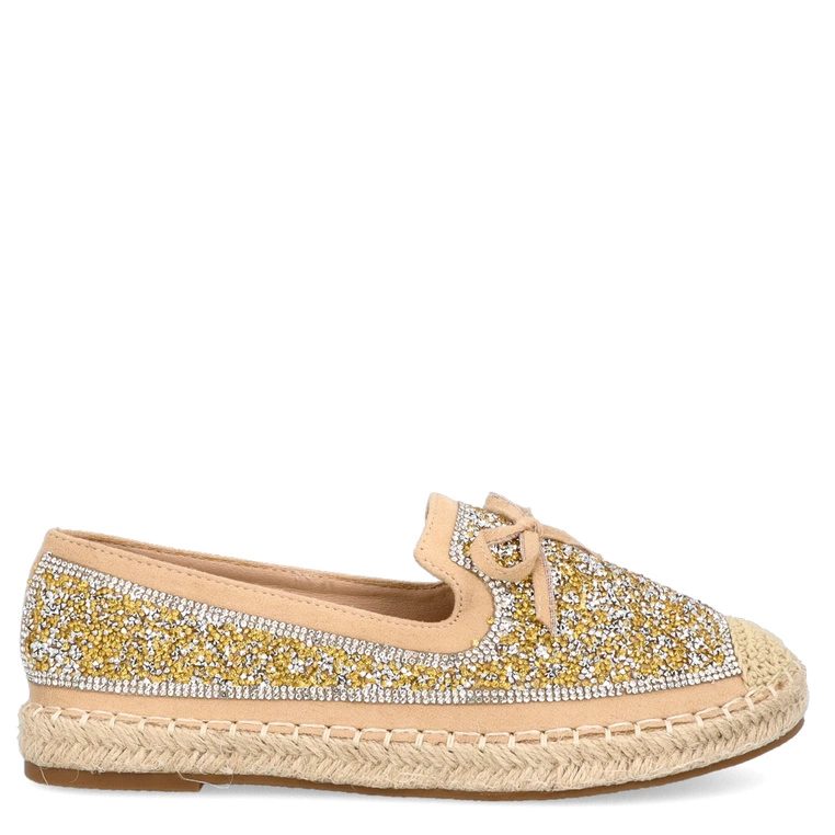 Błyszczące espadryle - SCAVIOLA L-49 BEŻOWO-ZŁOTE