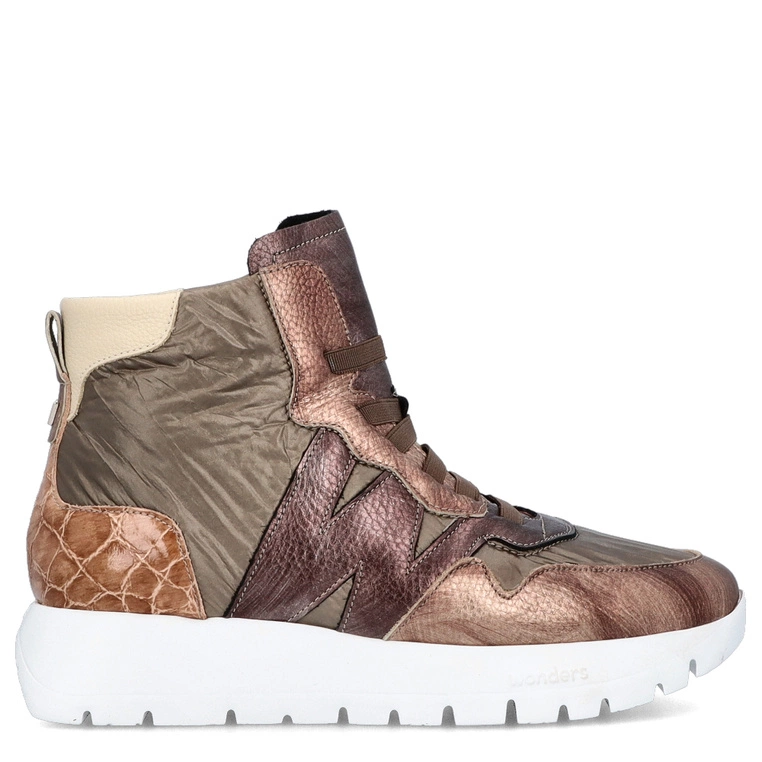 Hiszpańskie sneakersy za kostkę - WONDERS A-2493 ZŁOTE