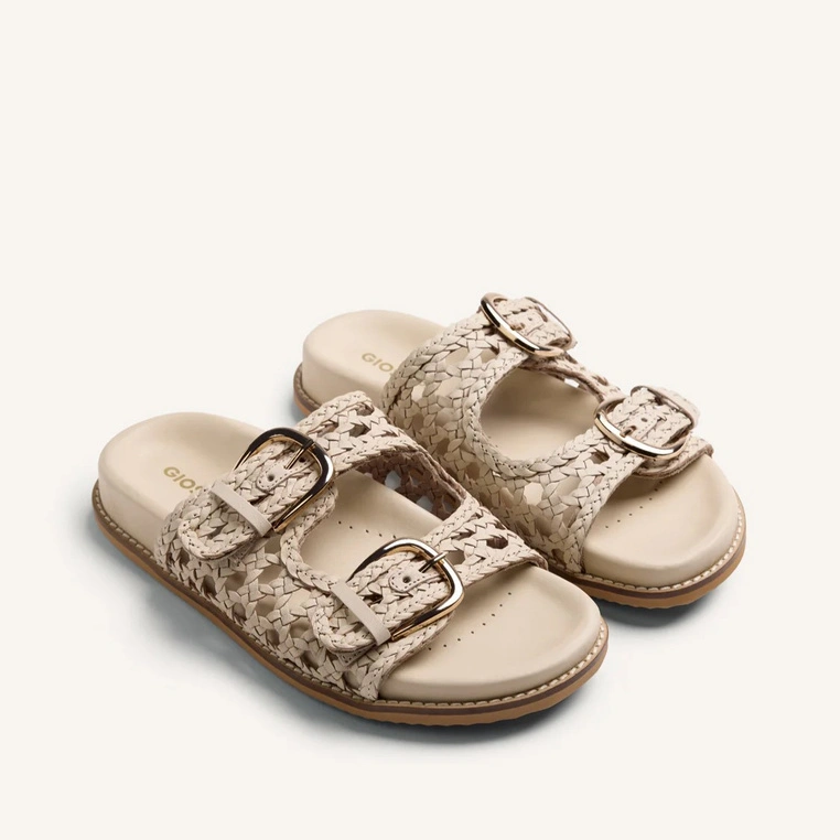 Plecione klapki damskie - GIOSEPPO 79032 KREMOWE