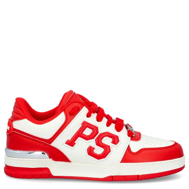 Sneakersy premium unisex - PLEIN SPORT SAES-USC0737 CZERWONO-BIAŁE