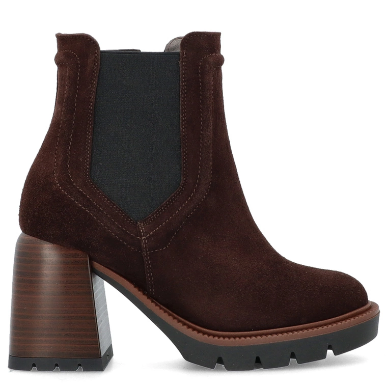 Skórzane botki na platformie - TYMOTEO G1047 CZEKOLADOWE