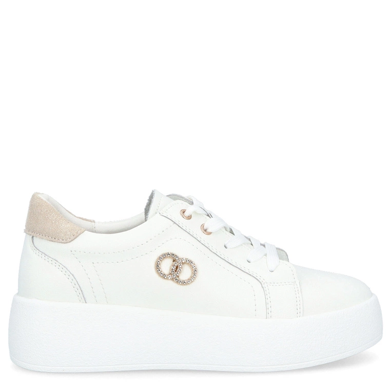 Skórzane sneakersy damskie - FILIPPO DP6721/25 BIAŁE