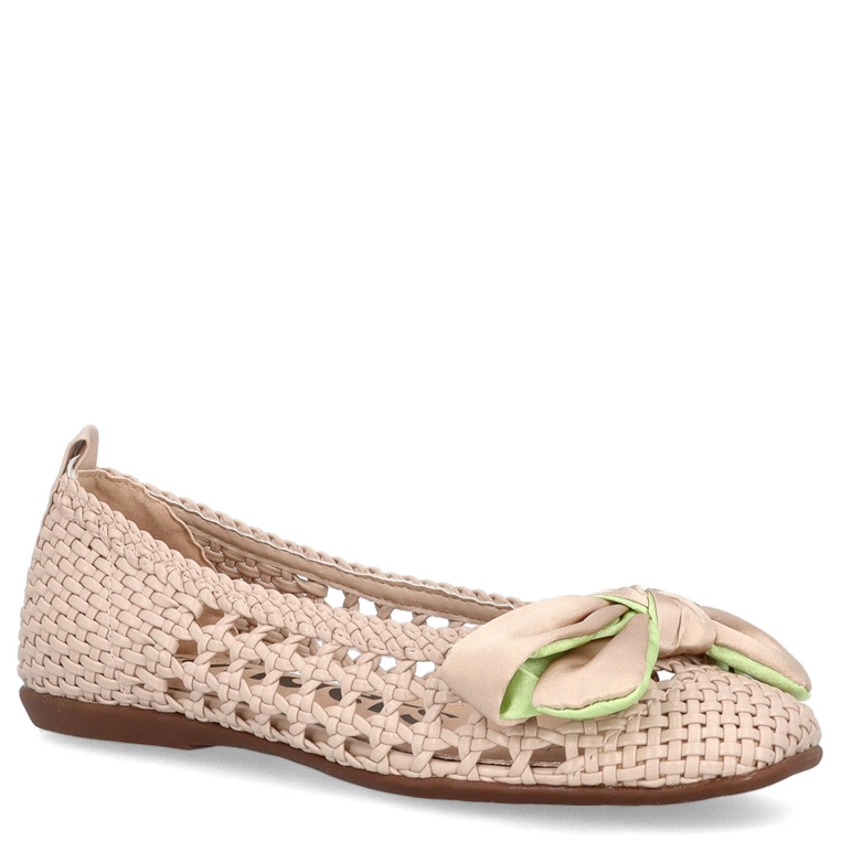 Hiszpańskie baleriny z kokardką - WONDERS CH-1001 BEŻOWE