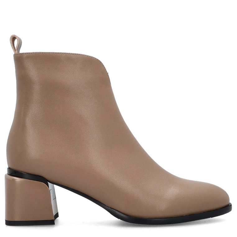 Skórzane botki na na niskim obcasie - FILIPPO DBT7459/25 BEŻOWE