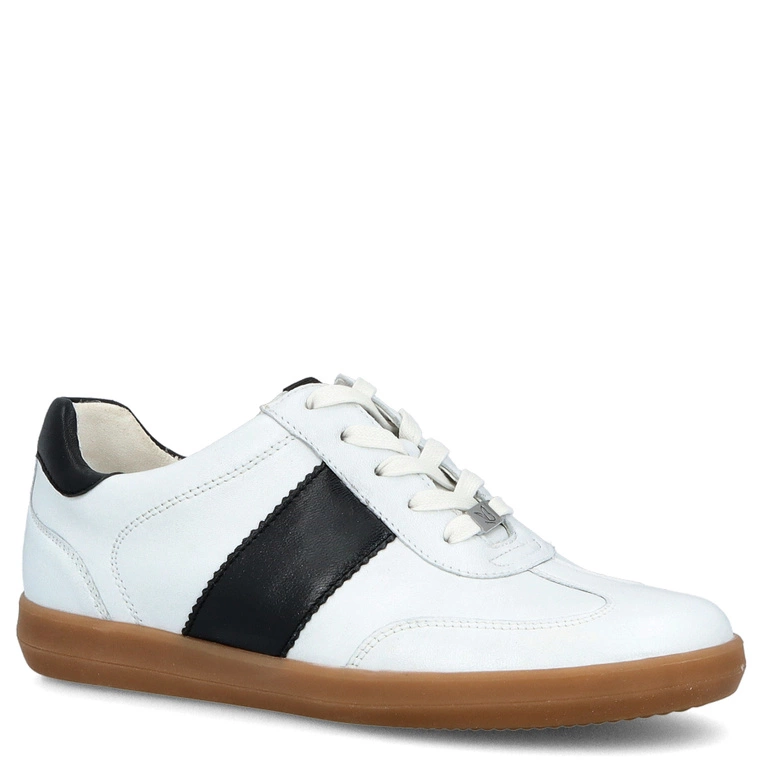 Wygodne trampki ze skóry - CAPRICE 9-23705-44 BIAŁE