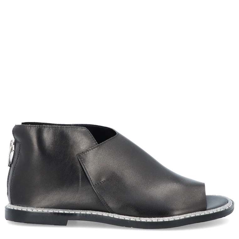 Zabudowane sandały ze skóry - TUFFONI 1725003LL CZARNE