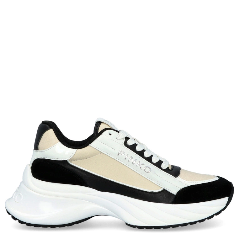 Sneakersy damskie premium - PINKO ARIEL 07 BIAŁO-CZARNE