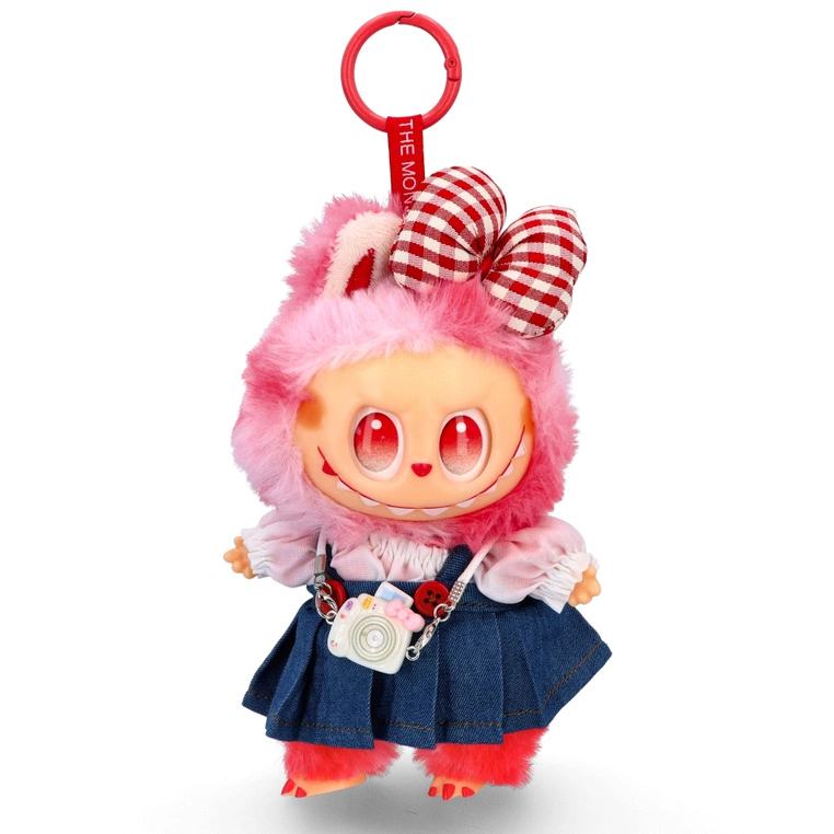 Zawieszka do torebki maskotka LABUBU z ubrankiem - B26 CZERWONY