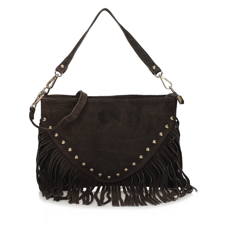 Torebka skórzana boho - TOSCANIO G131 CIEMNY BRĄZ