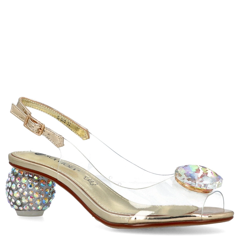 Silikonowe sandały na ozdobnym obcasie - SCAVIOLA S-349 ZŁOTE