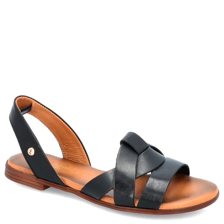 Płaskie sandały skórzane - LEMAR 40185 CZARNE