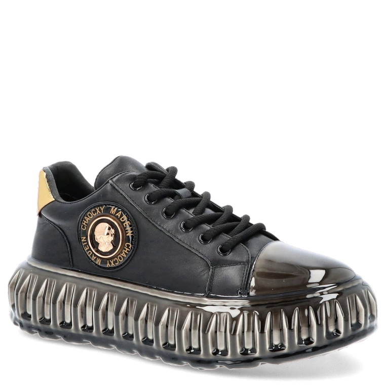 Skórzane sneakersy męskie - JOHN DOUBARE CC2881 CZARNE