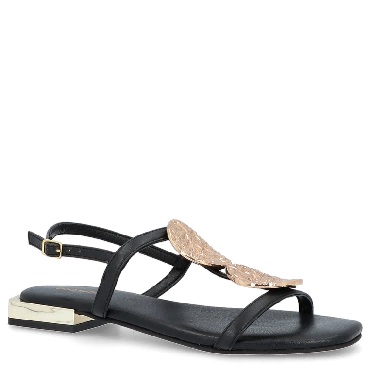 Skórzane sandałki z ozdobami - GIOSEPPO 72364 CZARNE