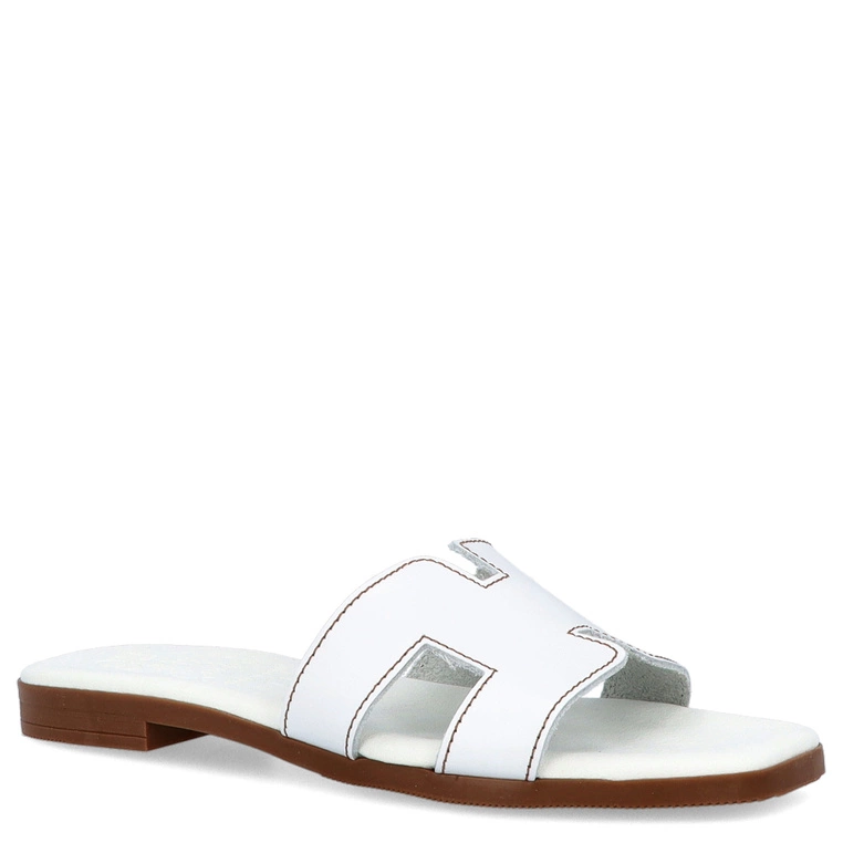 Wygodne klapki ze skóry - OH! MY SANDALS 5566 BIAŁE