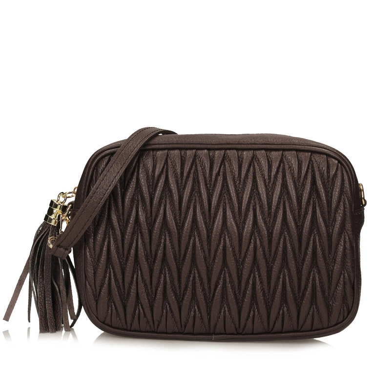 Listonoszka ze skóry naturalnej - TOSCANIO F226 CIEMNY BRĄZ