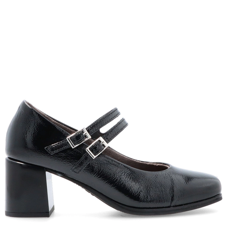 Lakierowane czółenka z paseczkami - PITILLOS 10831 CZARNE