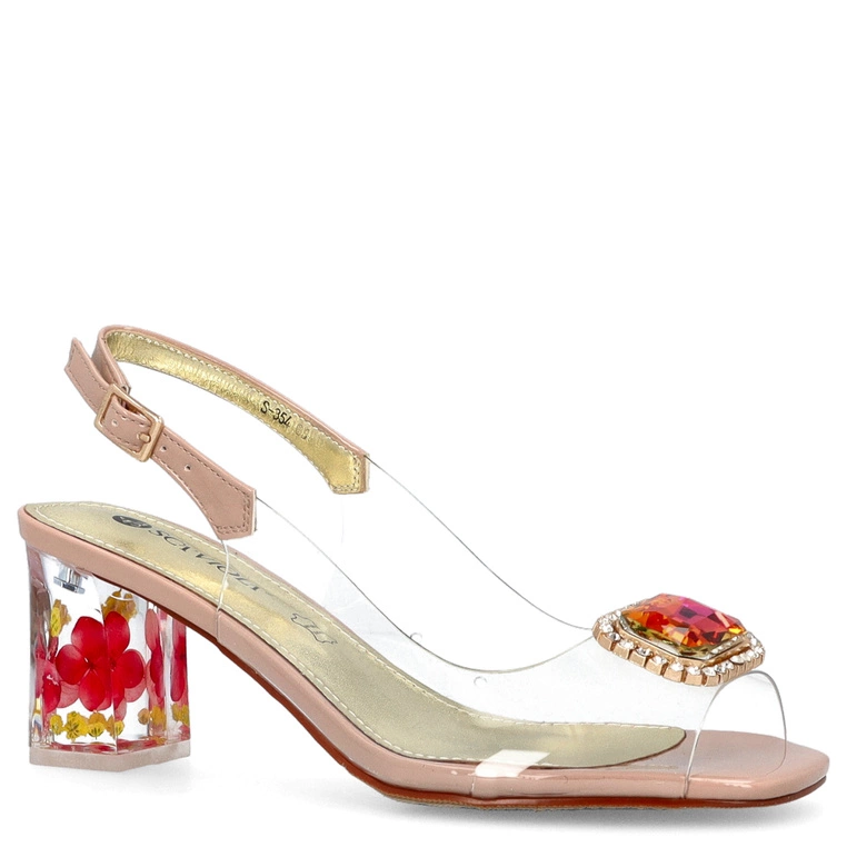 Silikonowe sandały na modnym obcasie - SCAVIOLA S-354 BEŻOWE