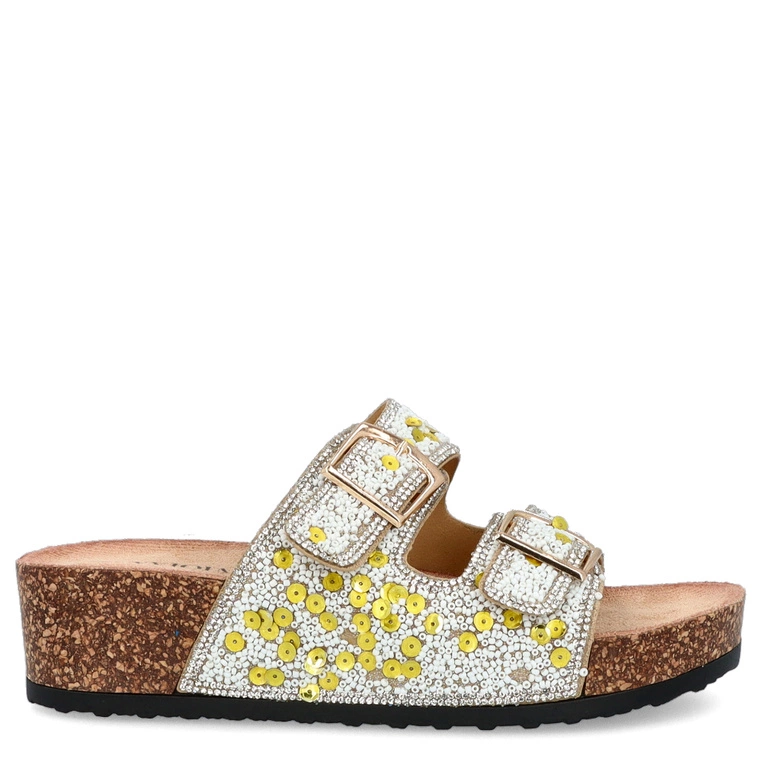 Błyszczące klapki na platformie - SCAVIOLA L-44 ZŁOTE