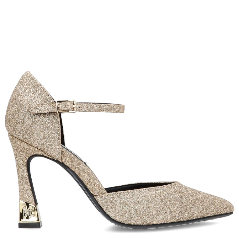 Szpilki premium z zapięciem - KARL LAGERFELD PREMIERE 90 KL33504G ZŁOTE