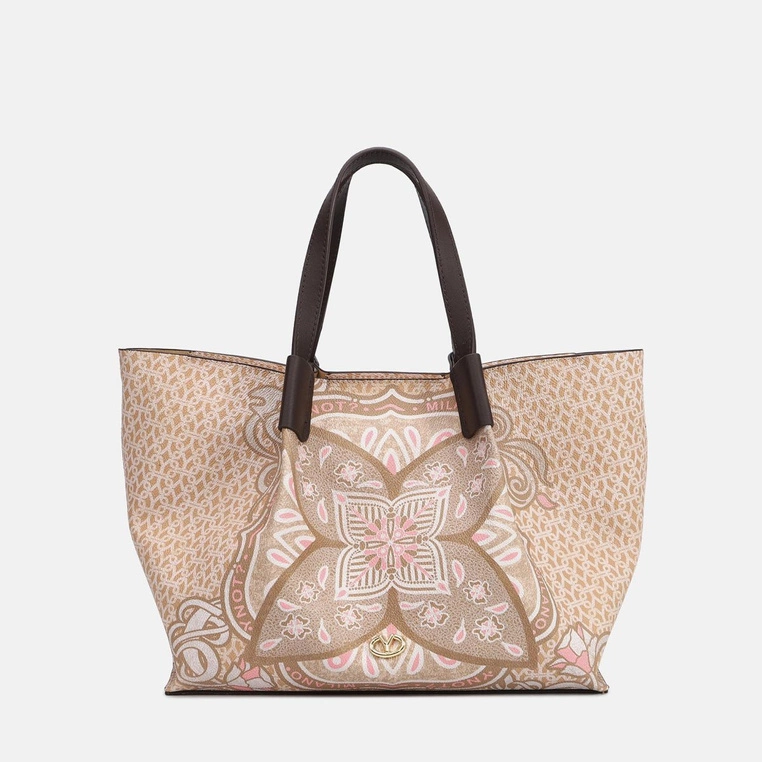 Torebka shopper średnia - YNOT FLOWER FLW708S5 BEŻOWA