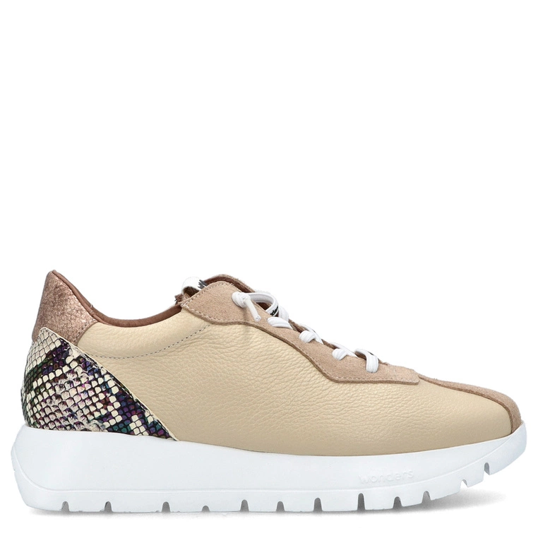 Hiszpańskie sneakersy premium - WONDERS A-2495 BEŻOWE