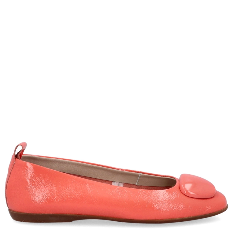 Hiszpańskie baleriny ze skóry lakierowanej - WONDERS A-86120 KORALOWE