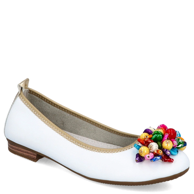 Skórzane baleriny z ozdobą - FILIPPO DP6159/25 BIAŁE