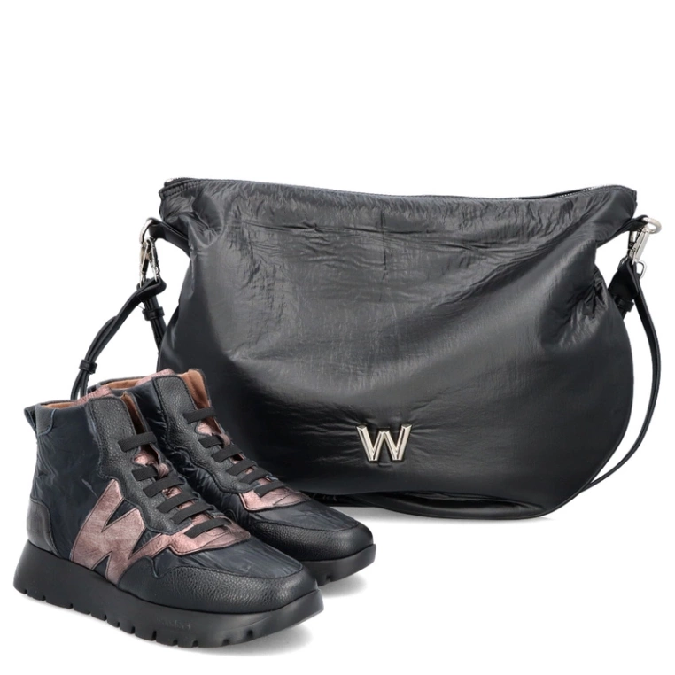 ZESTAW BUTY I TOREBKA - WONDERS A-2493 WB-54025 CZARNY