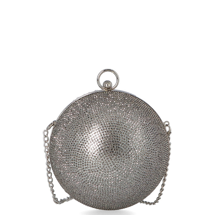 Wieczorowa torebka kula  z kryształkami - MENBUR 85069 SREBRO